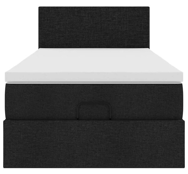 Otoman krevet s madracem crni 90x200 cm tkanine - Crna 90 x 200 cm Gladak dizajn Crna