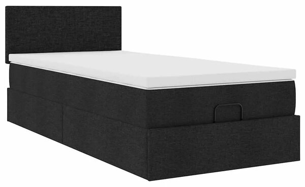 Otoman krevet s madracem crni 90x200 cm tkanine - Crna 90 x 200 cm Gladak dizajn Crna