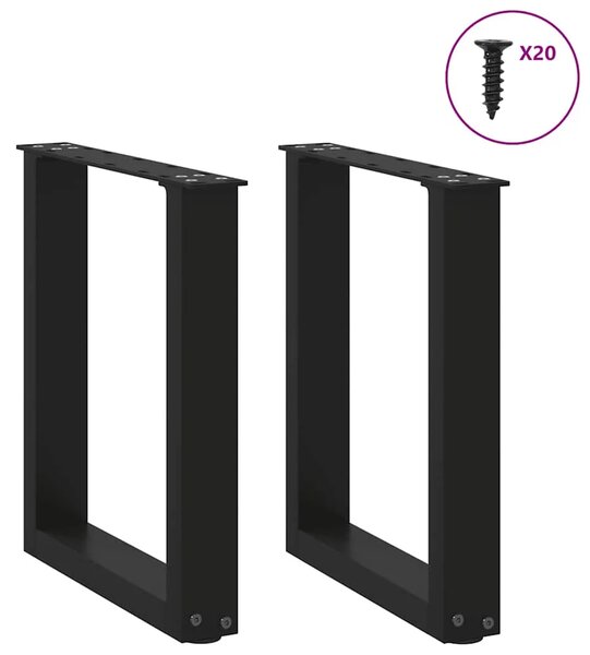 Noge za klub stolić U-oblik 2 kom Crne 38 x (42-43) cm Čelik - Crna 38 x (42-43) cm 2 1