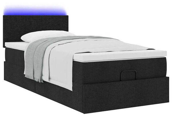 Otoman krevet s madracem crni 90x200 cm tkanine - Crna 90 x 200 cm Gladak dizajn Crna