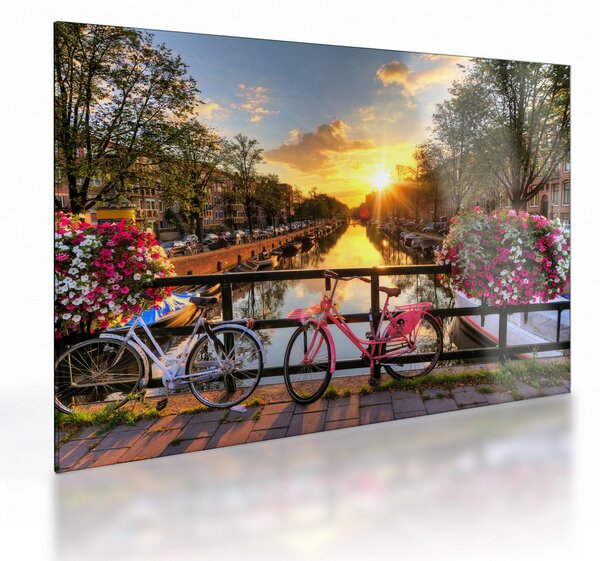 Staklena slika - Izlazak Sunca u Amsterdamu (70x50 cm)