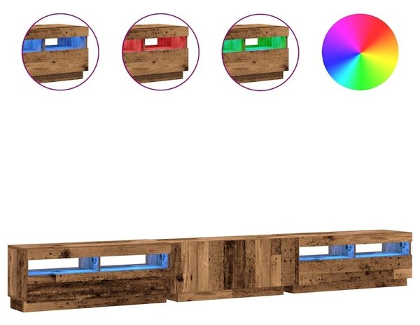 TV ormarić LED boja drva 300x35x40 cm konstruirano drvo - Staro drvo 1 Staro drvo
