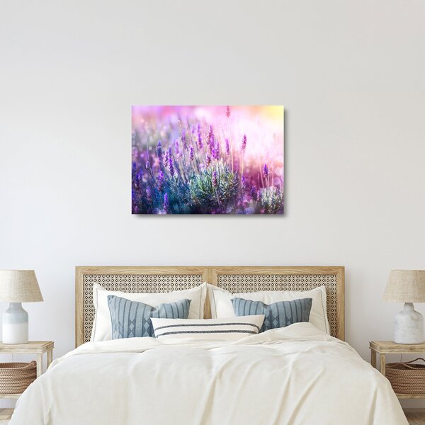 Staklena slika - Lavanda u sjaju sunca (70x50 cm)