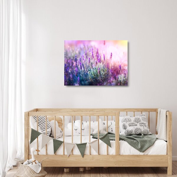 Staklena slika - Lavanda u sjaju sunca (70x50 cm)