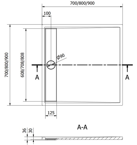 Mexen Amon kvadratni SMC tuš kada 90 x 90 cm, bijela - 4F109090