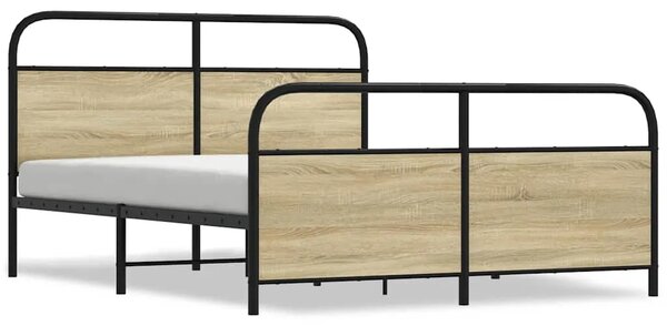 Metalni okvir kreveta bez madraca boja hrasta sonome 160x200 cm - sonoma hrast 160 x 200 cm s uzglavljem i podnožjem sonoma hras
