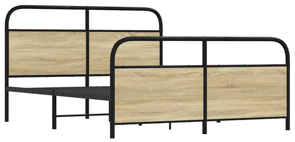 Metalni okvir kreveta bez madraca boja hrasta sonome 160x200 cm - sonoma hrast 160 x 200 cm s uzglavljem i podnožjem sonoma hras
