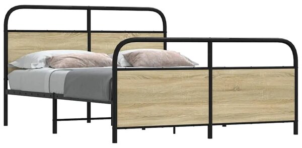 Metalni okvir kreveta bez madraca boja hrasta sonome 160x200 cm - sonoma hrast 160 x 200 cm s uzglavljem i podnožjem sonoma hras