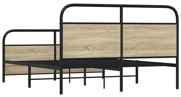 Metalni okvir kreveta bez madraca boja hrasta sonome 160x200 cm - sonoma hrast 160 x 200 cm s uzglavljem i podnožjem sonoma hras