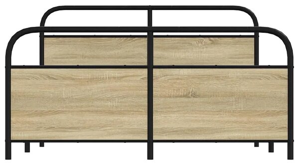 Metalni okvir kreveta bez madraca boja hrasta sonome 160x200 cm - sonoma hrast 160 x 200 cm s uzglavljem i podnožjem sonoma hras