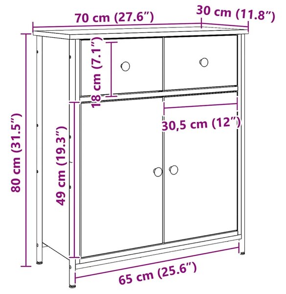 Komoda boja hrasta artisan 70x30x80 cm od konstruiranog drva - hrast artisan 1 Hrast artisan