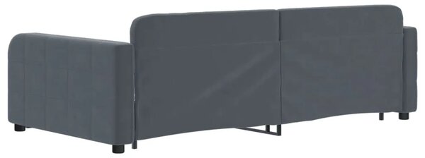 Dnevni krevet na razvlačenje i ladice tamnosivi 100 x 200 cm - Tamno siva 100 x 200 cm s krevetom na izvlačenje i ladicom Tamno