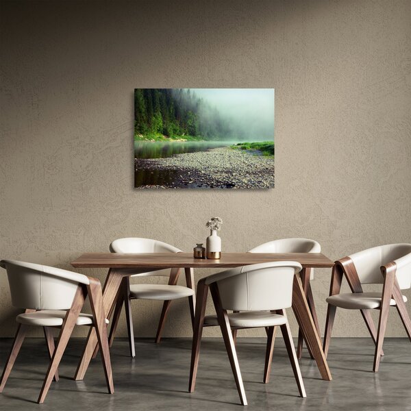 Staklena slika - Rijeka u blizini šume (70x50 cm)