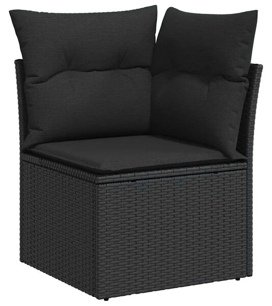 Vrtna garnitura - 7-dijelni set vrtnih sofa od poliratana s jastucima crni - Crna sa spremištem 1 Crna