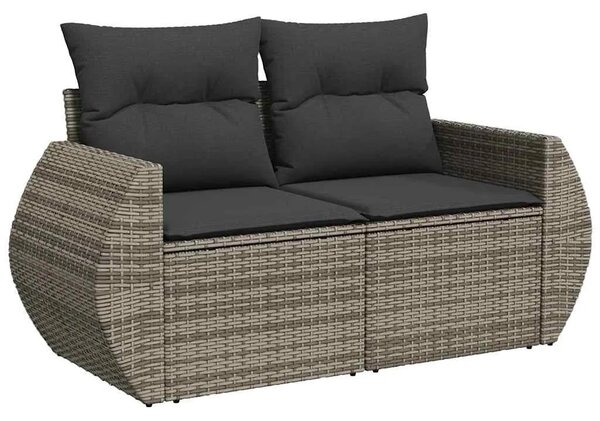 Vrtna garnitura - 6-dijelni set vrtnih sofa od poliratana s jastucima sivi - Siva sa spremištem 1 Siva