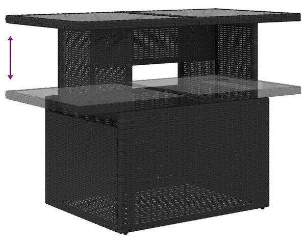 Vrtna garnitura - 7-dijelni set vrtnih sofa od poliratana s jastucima crni - Crna sa spremištem 1 Crna