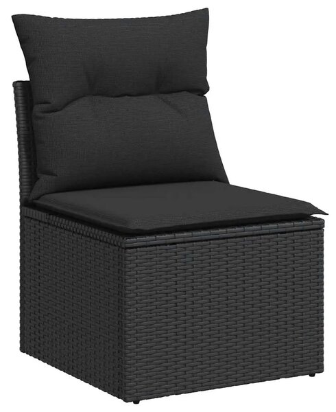 Vrtna garnitura - 7-dijelni set vrtnih sofa od poliratana s jastucima crni - Crna sa spremištem 1 Crna