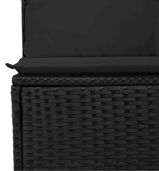 Vrtna garnitura - 7-dijelni set vrtnih sofa od poliratana s jastucima crni - Crna sa spremištem 1 Crna