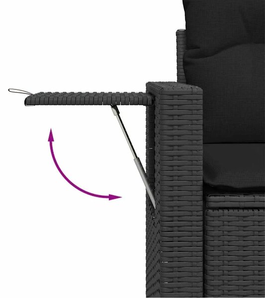 Vrtna garnitura - 7-dijelni set vrtnih sofa od poliratana s jastucima crni - Crna sa spremištem 1 Crna