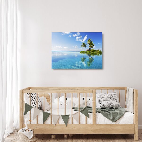 Staklena slika - Tropski otok (70x50 cm)
