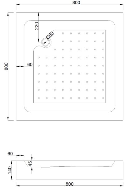 Mexen Rio kvadratna tuš kabina 80 x 80 cm, prozirna, kromirana + tuš kada, bijela - 860-080-080-01-00-4510