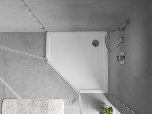 Mexen Flow pentagonalna tuš kada slim 90 x 90 cm, bijeli sjaj - 46P109090