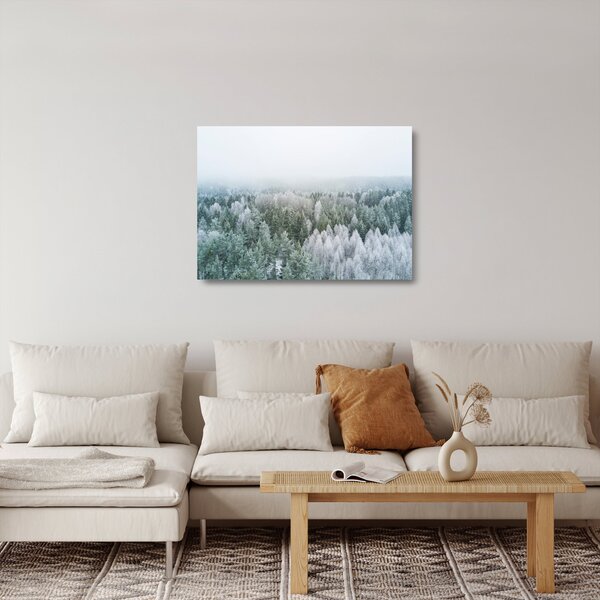 Staklena slika - Snježni šumski vrhovi (70x50 cm)