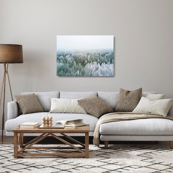 Staklena slika - Snježni šumski vrhovi (70x50 cm)