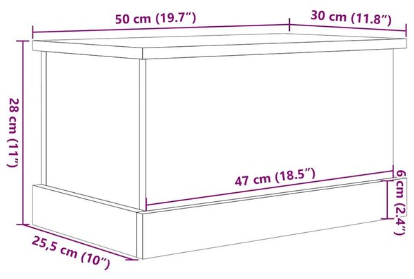 Kutija za pohranu boja staro drvo 30x50x28 cm konstruirano drvo - Staro drvo 30 x 50 x 28 cm 1 Staro drvo