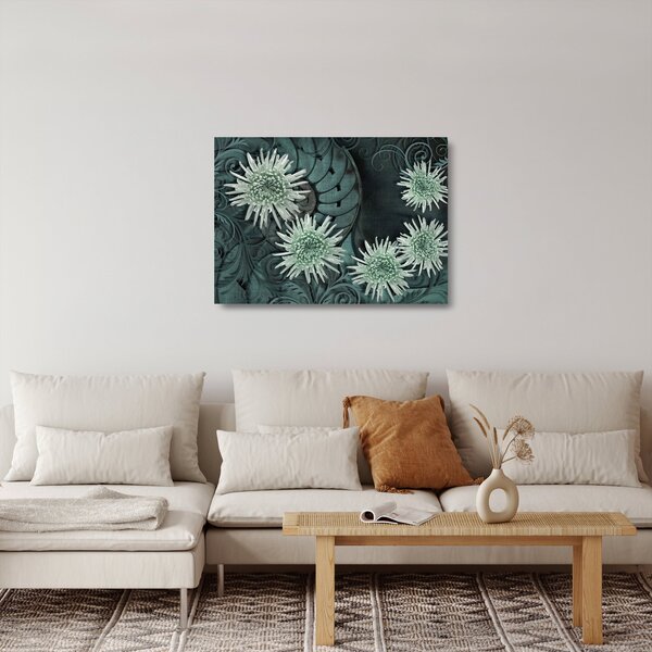 Staklena slika - Zeleno cvijeće (70x50 cm)