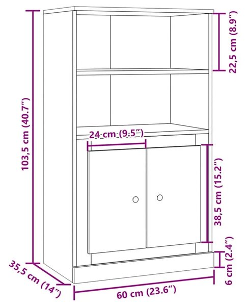 Visoka komoda boja hrasta 60x35 5x103 5 cm konstruirano drvo - Boja hrasta 1 Boja hrasta