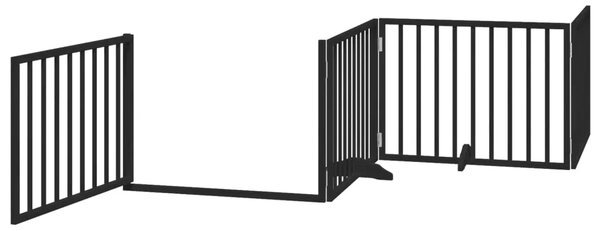 Vrata za pse s vratašcima 4 panela sklopiva 320 cm drvo topole - Crna 80 x 60 x 2 cm 4 Crna