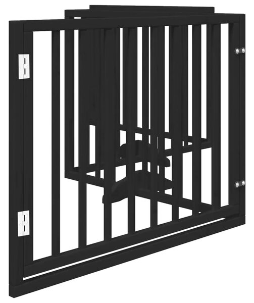 Vrata za pse s vratašcima 4 panela sklopiva 320 cm drvo topole - Crna 80 x 60 x 2 cm 4 Crna