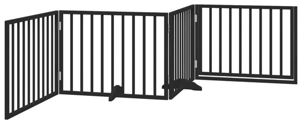 Vrata za pse s vratašcima 4 panela sklopiva 320 cm drvo topole - Crna 80 x 60 x 2 cm 4 Crna