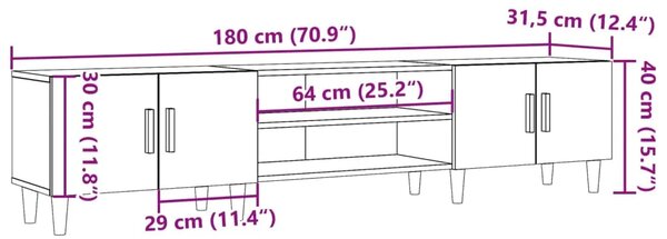 TV ormarić boja drva 180x31 5x40 cm od konstruiranog drva - Staro drvo 1 Staro drvo