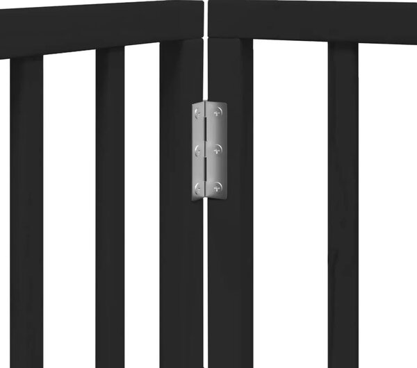 Vrata za pse s vratašcima 4 panela sklopiva 320 cm drvo topole - Crna 80 x 60 x 2 cm 4 Crna