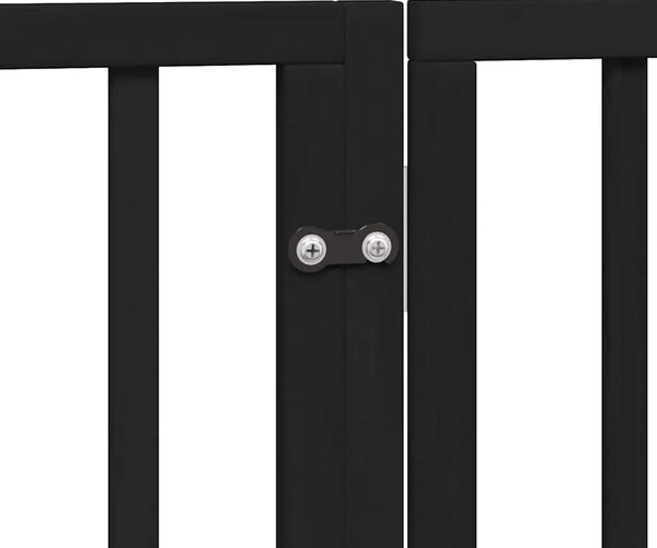 Vrata za pse s vratašcima 4 panela sklopiva 320 cm drvo topole - Crna 80 x 60 x 2 cm 4 Crna