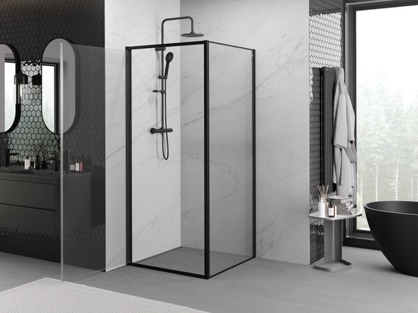 Mexen Exo preklopna tuš kabina 90 x 90 cm, prozirna, crna - 817-090-090-70-00