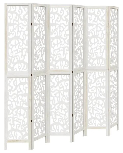 Paravan - Sobna pregrada s 6 panela bijela od masivnog drva paulovnije - 40 x 220 cm 1 6 40 x 220 cm