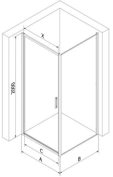 Mexen Exo preklopna tuš kabina 90 x 90 cm, prozirna, crna - 817-090-090-70-00