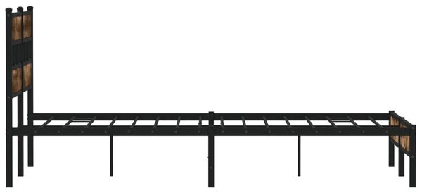 Okvir kreveta bez madraca s uzglavljem boja hrasta 140x200 cm - Dimljeni hrast 140 x 200 cm s uzglavljem i niskim podnožjem Diml