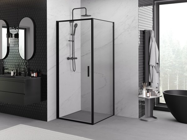 Mexen Exo preklopna tuš kabina 90 x 90 cm, prozirna, crna - 817-090-090-70-00