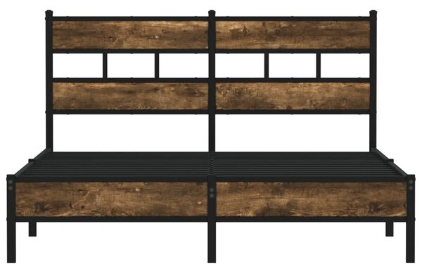 Okvir kreveta bez madraca s uzglavljem boja hrasta 140x200 cm - Dimljeni hrast 140 x 200 cm s uzglavljem i niskim podnožjem Diml