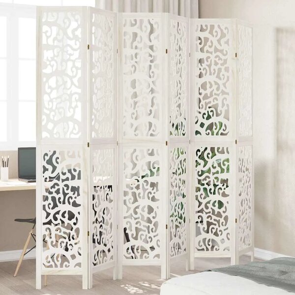 Paravan - Sobna pregrada s 6 panela bijela od masivnog drva paulovnije - 40 x 220 cm 1 6 40 x 220 cm