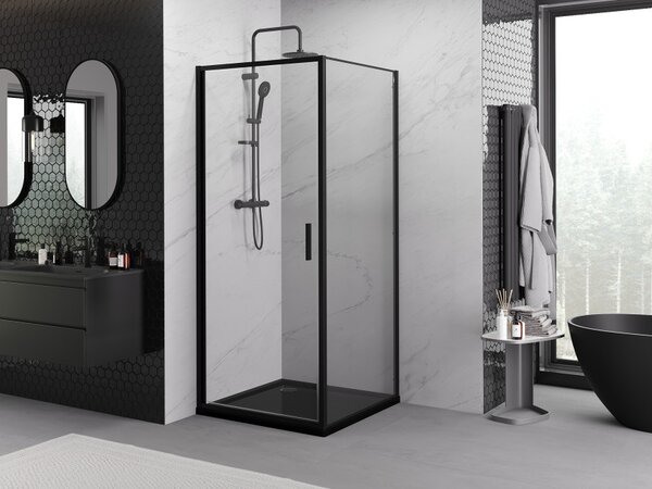 Mexen Exo preklopna tuš kabina 90 x 90 cm, prozirna, crna - 817-090-090-70-00