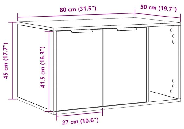 Kutija za mačji pijesakboja hrasta 80x50x45cm konstruirano drvo - Boja hrasta 80 x 50 x 45 cm Boja hrasta 80 x 50 x 45 cm