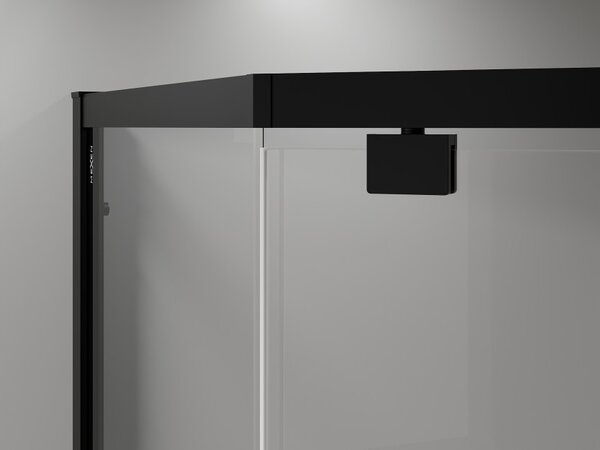 Mexen Exo petokutna zakretna tuš kabina 90 x 90 cm, prozirna, crna - 812-090-090-70-00