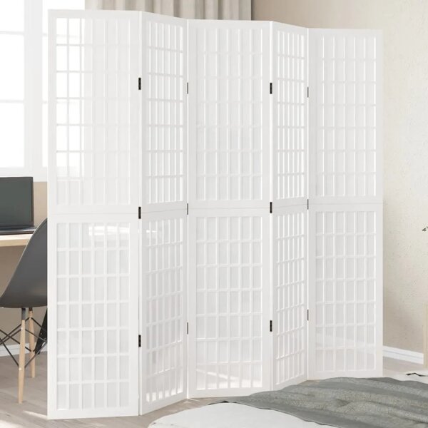 Paravan - Sobna pregrada s 5 panela bijela od masivnog drva paulovnije - 40 x 180 cm 1 5 40 x 180 cm