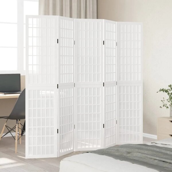 Paravan - Sobna pregrada s 5 panela bijela od masivnog drva paulovnije - 40 x 180 cm 1 5 40 x 180 cm