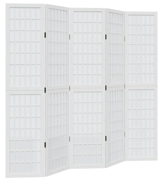 Paravan - Sobna pregrada s 5 panela bijela od masivnog drva paulovnije - 40 x 180 cm 1 5 40 x 180 cm
